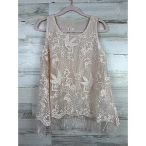 POL womens small light pink lace sleeveless top blouse new cotton lightweight